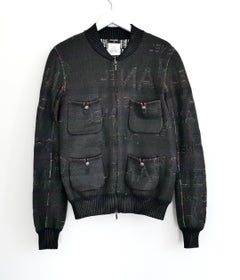 Chanel Logo Lettering Shimmer Bomber Jacket Size FR36/UK8