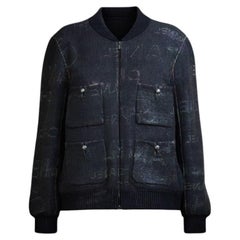 Chanel Logo Lettering Shimmer Bomber Jacket Size FR36/UK8