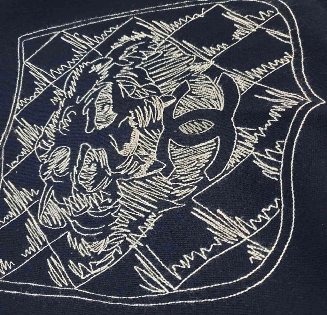 Black Chanel Logo Lion Cashmere Sweater