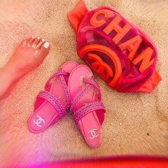 Chanel 2019 Logo Magenta Neon Pink Nylon Mesh CC Waist Fanny Pack Belt Bag