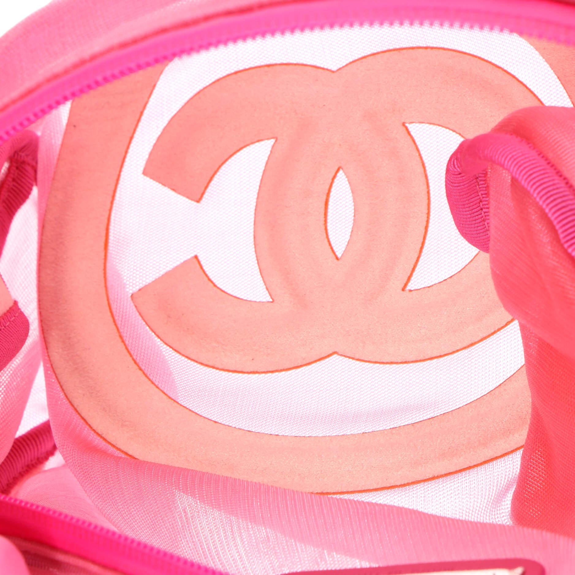 Chanel 2019 Logo Magenta Neon Rosa Nylon Mesh CC Taille Fanny Pack Gürteltasche im Angebot 5