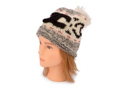 Chanel Logo New Black White Red Cashmere Beanie