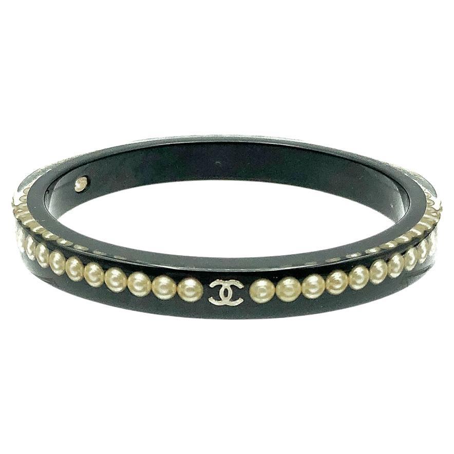 Chanel Logo Pearl Bangle 2010 Cruise Collection  For Sale