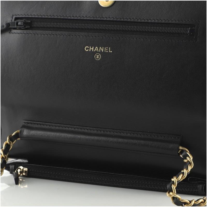 Chanel Logo Plate Wallet on Chain Quilted Shiny Aged Calfskin 1