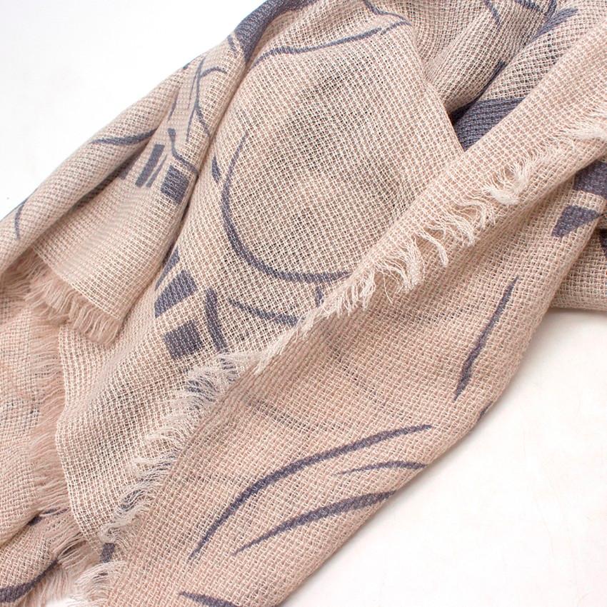 Chanel Logo-Print Cashmere and Silk-Blend Scarf In Excellent Condition In London, GB