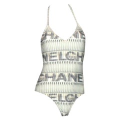 Chanel Logo Print Swimsuit and Cover Up Pareo Set Ensemble 