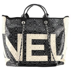Chanel Logo Shopping Tote Printed Coated Canvas Large