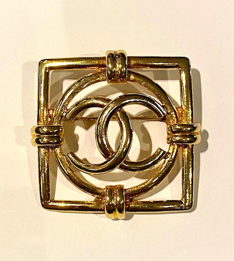 Chanel Logo Square Pin from 1992 at 1stDibs