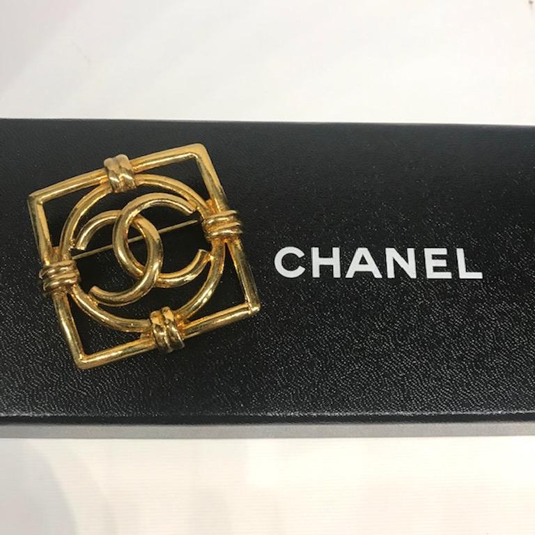 Chanel Logo Square Pin from 1992 In Good Condition In New York, NY