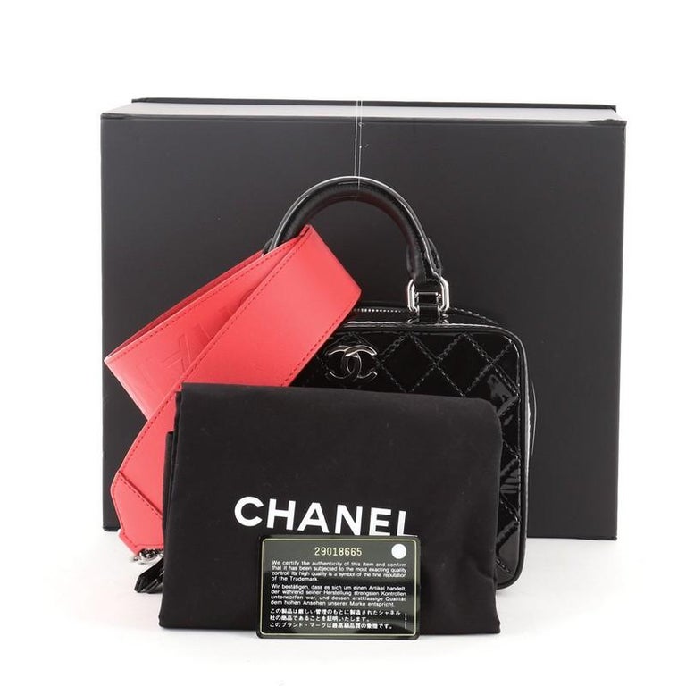 Chanel Logo Strap Vanity Case Quilted Patent Small at 1stDibs