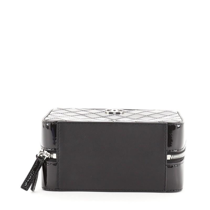 Chanel Logo Strap Vanity Case Quilted Patent Small 1