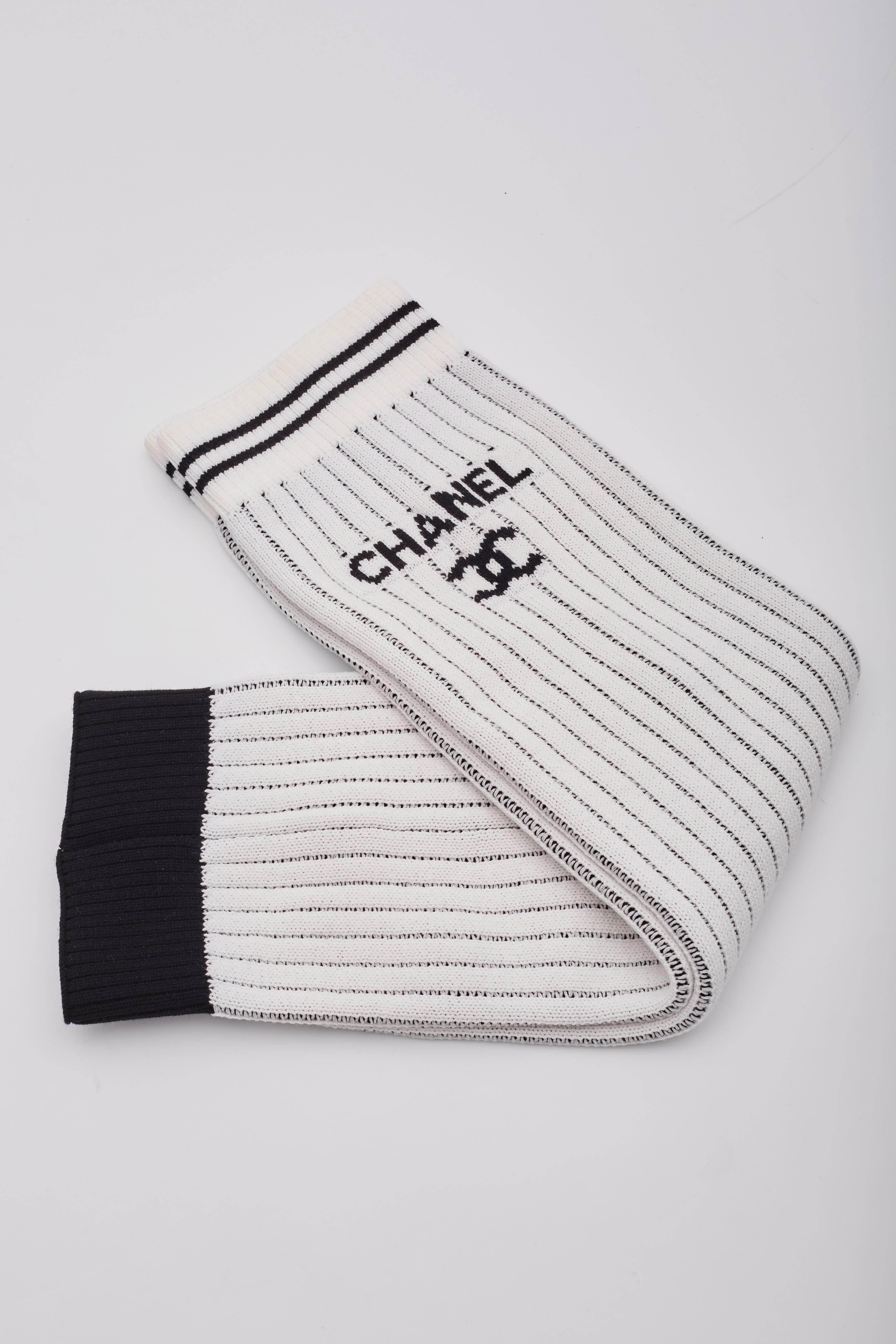 Chanel Logo White Knit Leg Warmers Gaiters 1