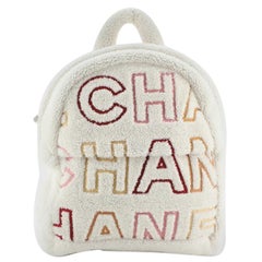  Chanel Logo Zip Backpack Shearling