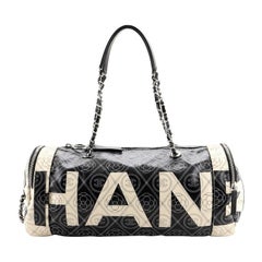 Chanel Logo Zip Duffle Printed Coated Canvas Large