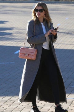 Chanel Logomania Peach Orange Coco Quilted Classic Flap Shoulder Bag