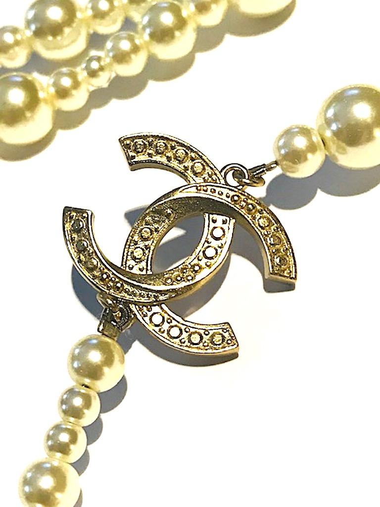 Chanel Long 3 Strand Pearl Necklace, 2018 at 1stDibs chanel long pearl necklace, chanel pearl