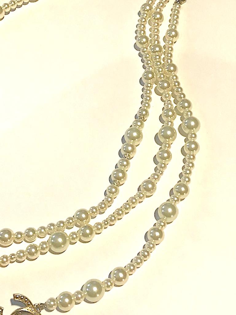Chanel Long 3 Strand Pearl Necklace, 2018 at 1stDibs chanel long pearl necklace, chanel pearl