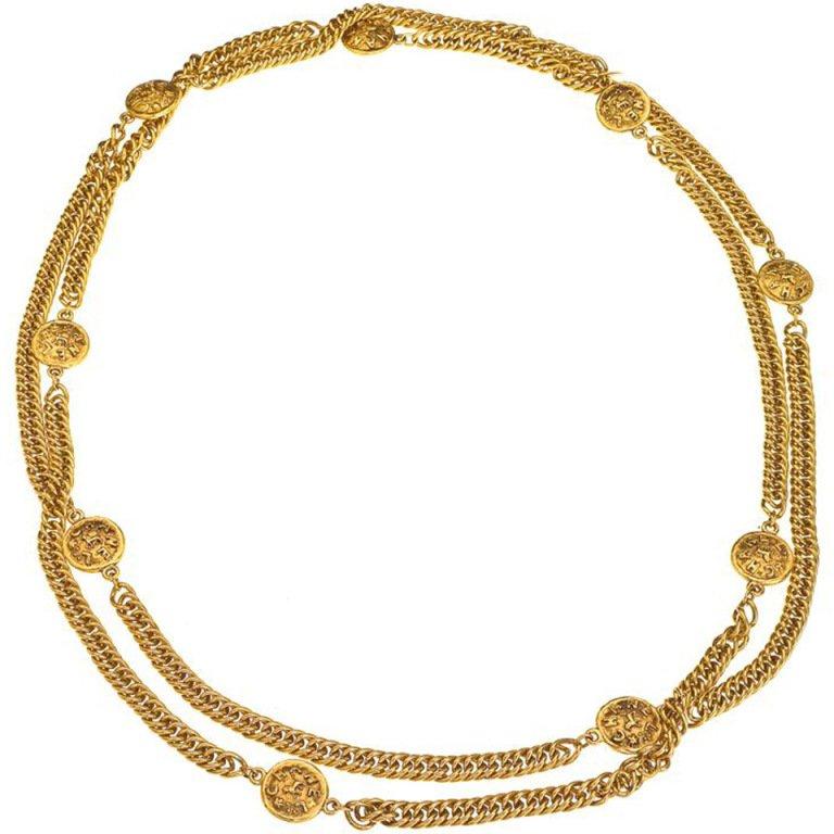 Women's Chanel long 68 Inch Sautoir necklace with Lion motifs For Sale