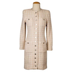Chanel Long Beige and White Tweed Jacket, 1996