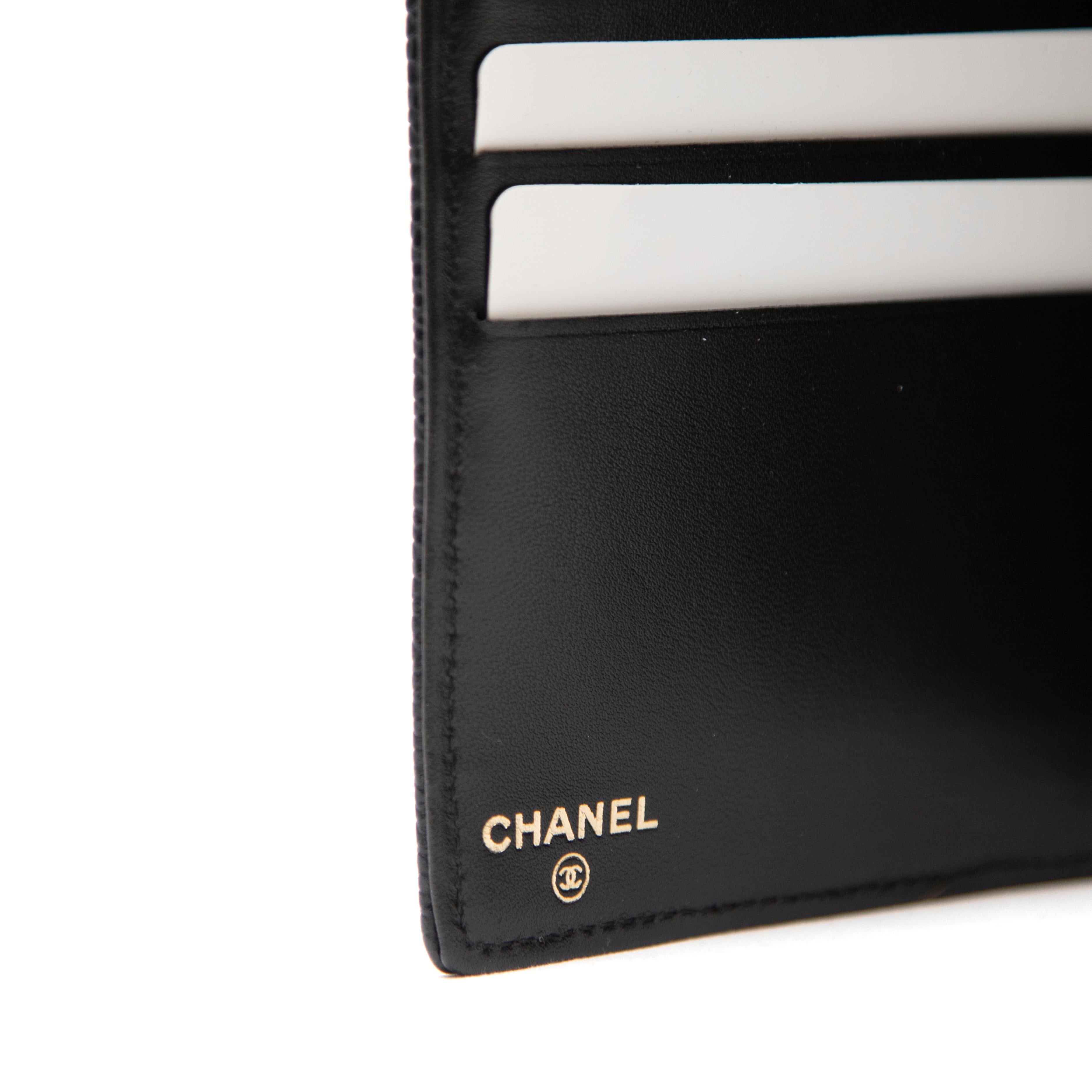 Chanel Long Bifold Wallet Purse Black Caviar 3