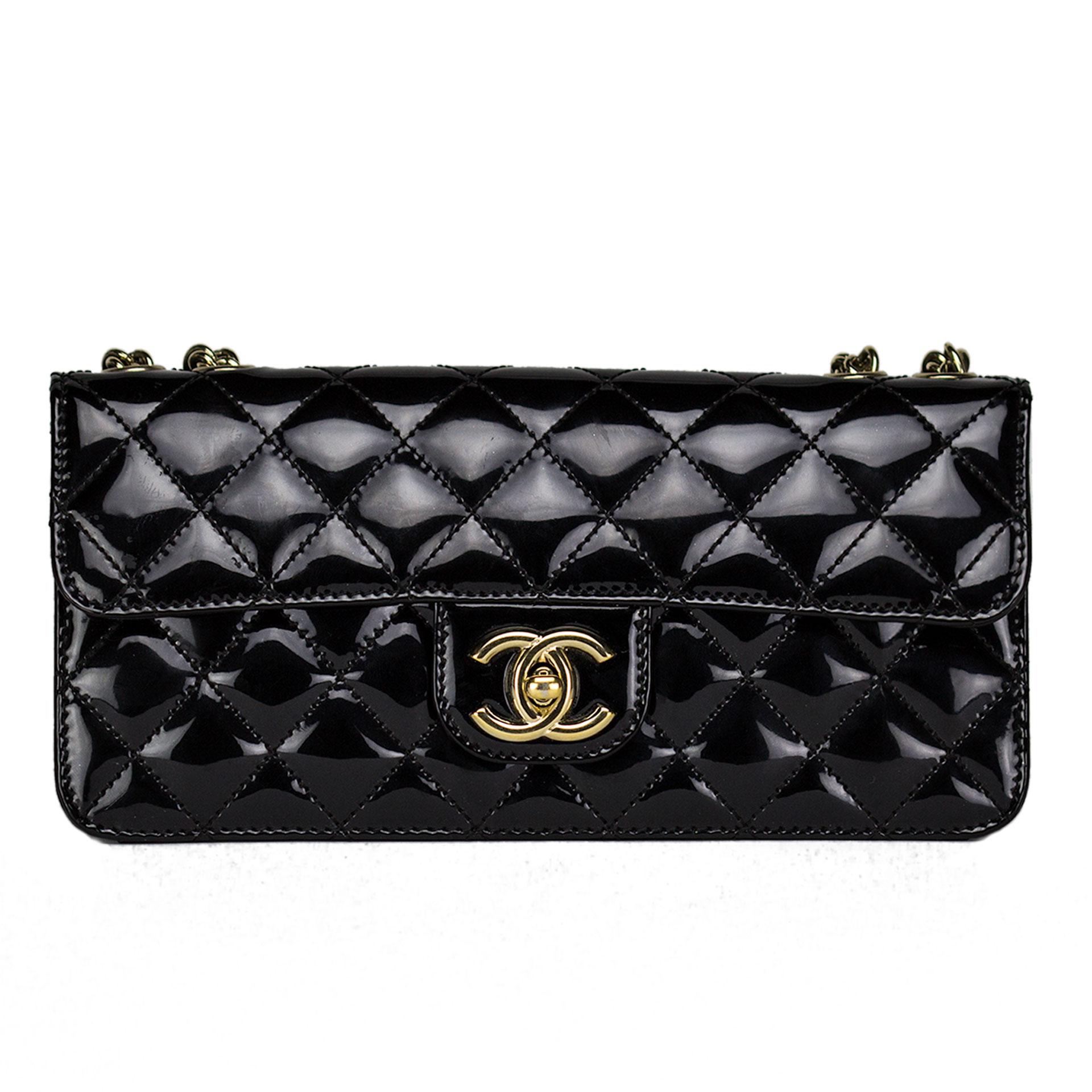 Black Chanel Long Bijoux Chain Patent Leather Classic Flap Bag