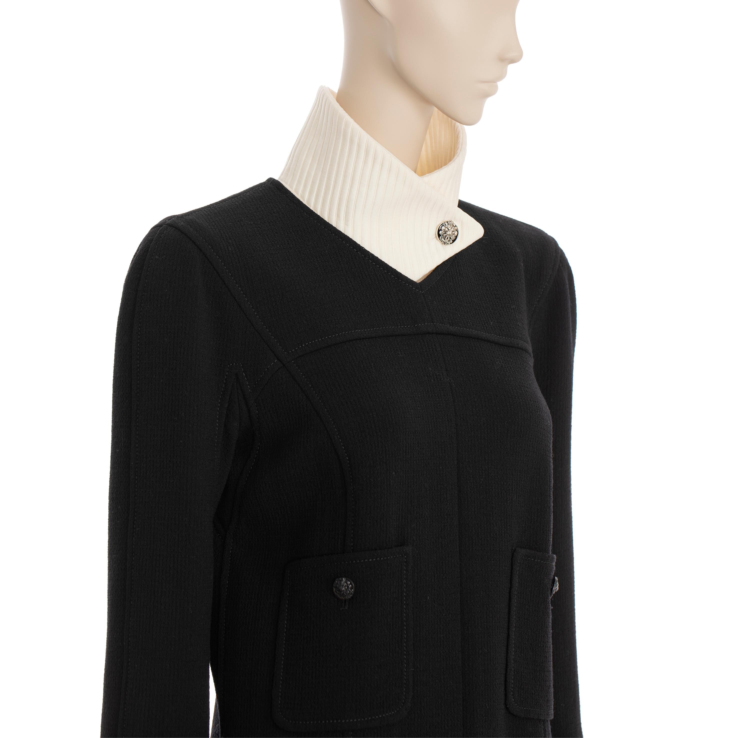 Chanel Long Black Dress With Detachable Collar & Cuff 40 FR 6