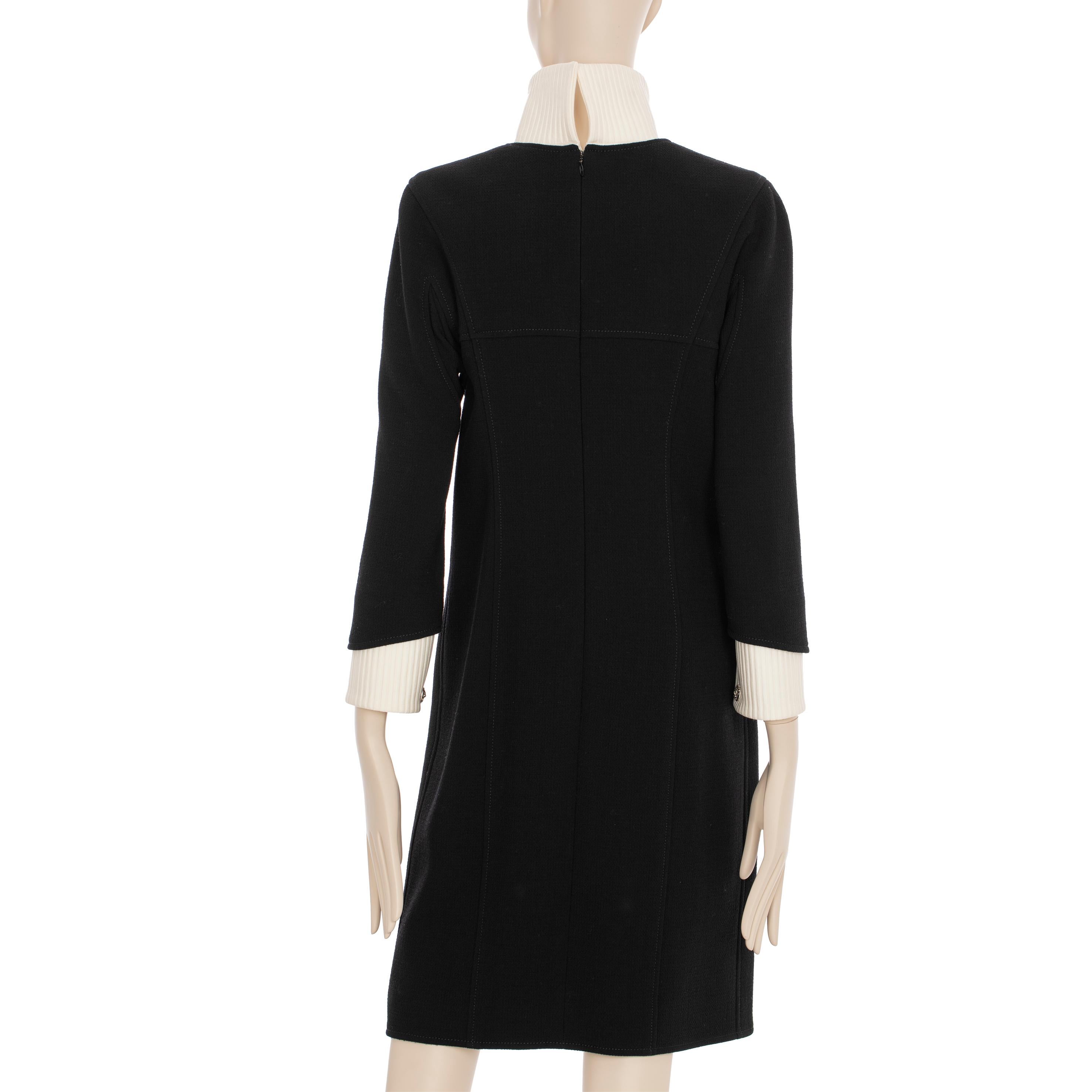 Chanel Long Black Dress With Detachable Collar & Cuff 40 FR 1
