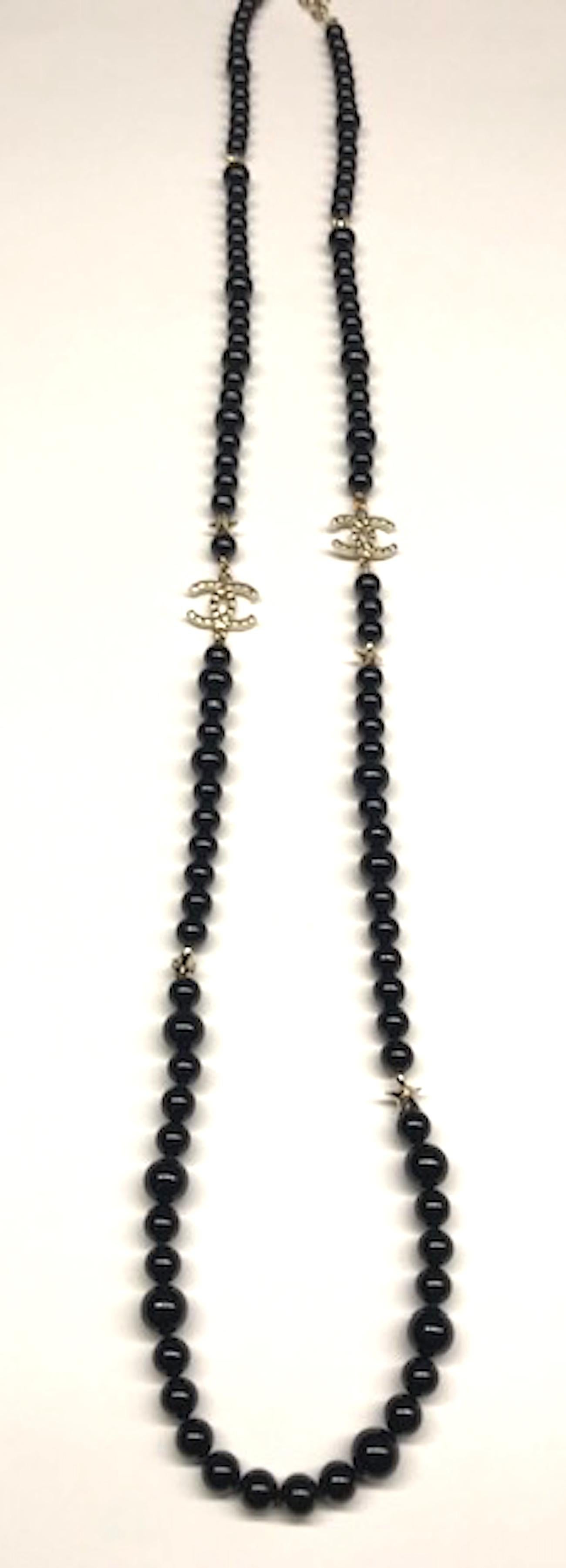 Chanel Long Black Glass Bead & Star Necklace, 2017 Cruise Collection 8
