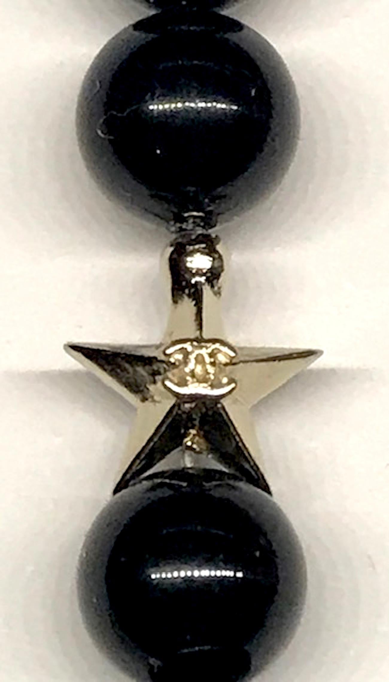 Chanel Long Black Glass Bead & Star Necklace, 2017 Cruise Collection 1