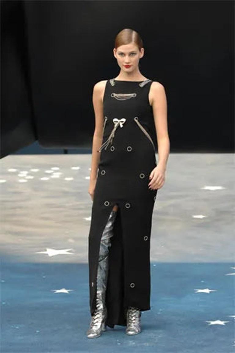 Chanel Long Black Silk Dress, 2008 For Sale 8