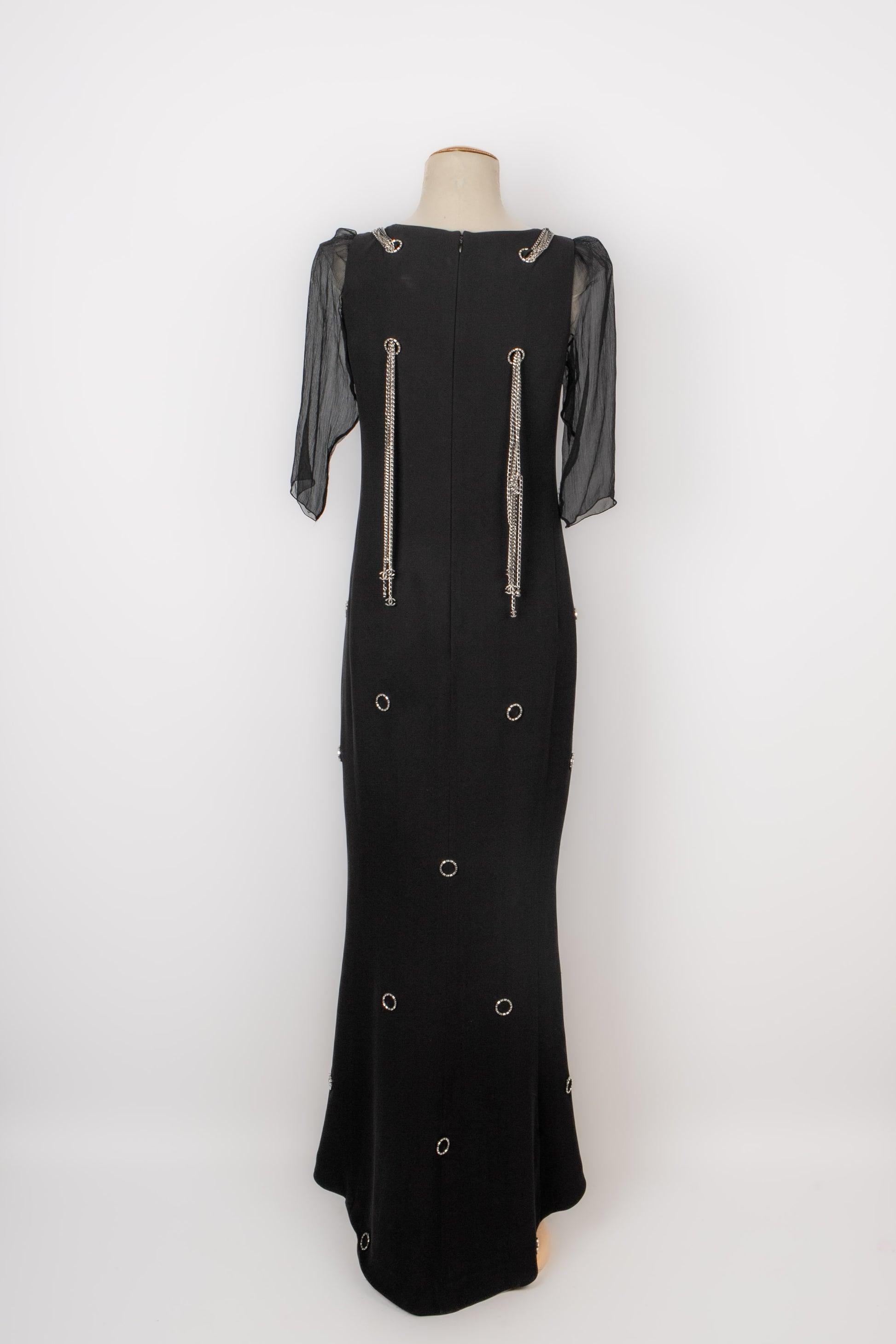 Vestido largo de seda negra de Chanel, 2008 Negro