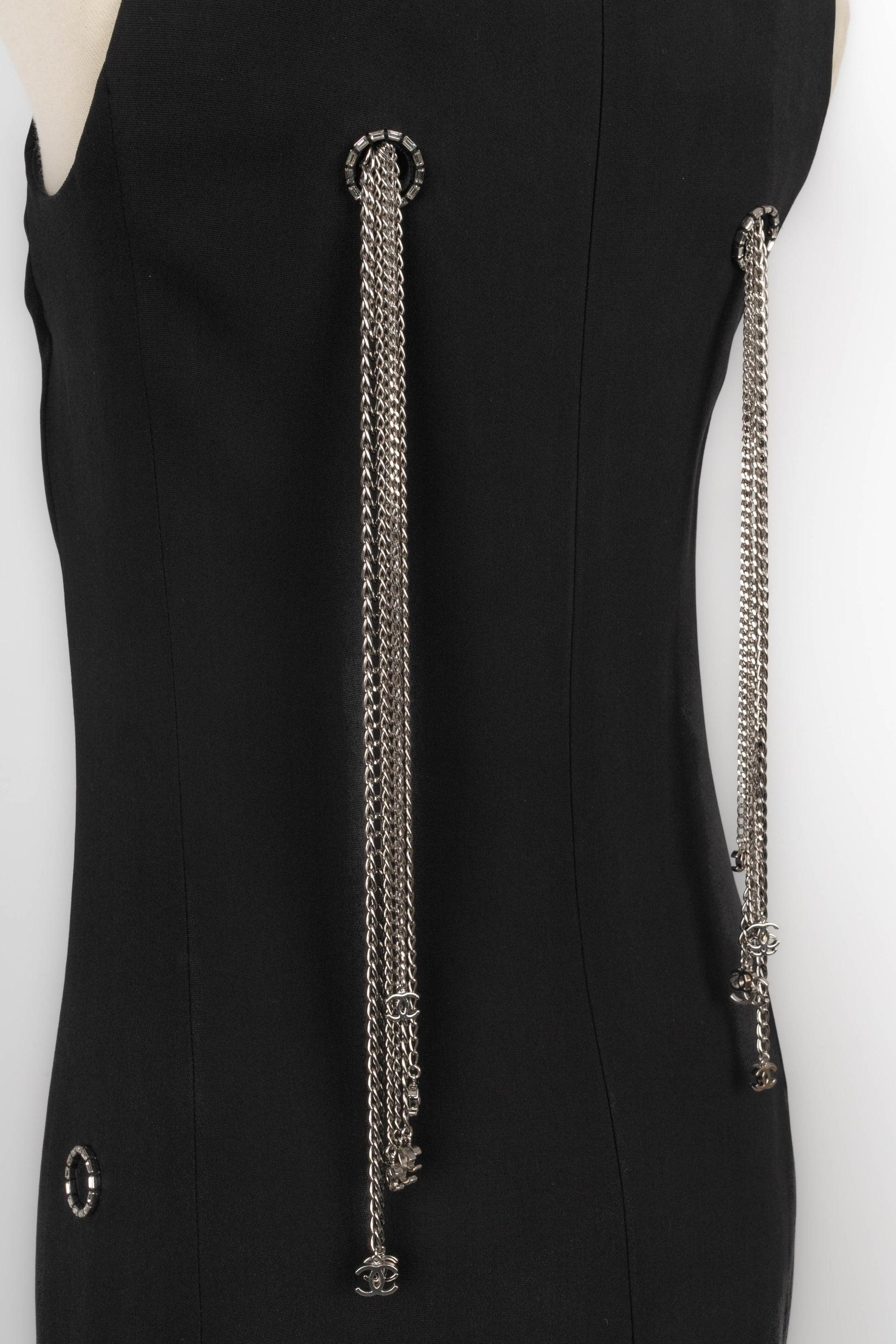 Chanel Long Black Silk Dress, 2008 For Sale 1