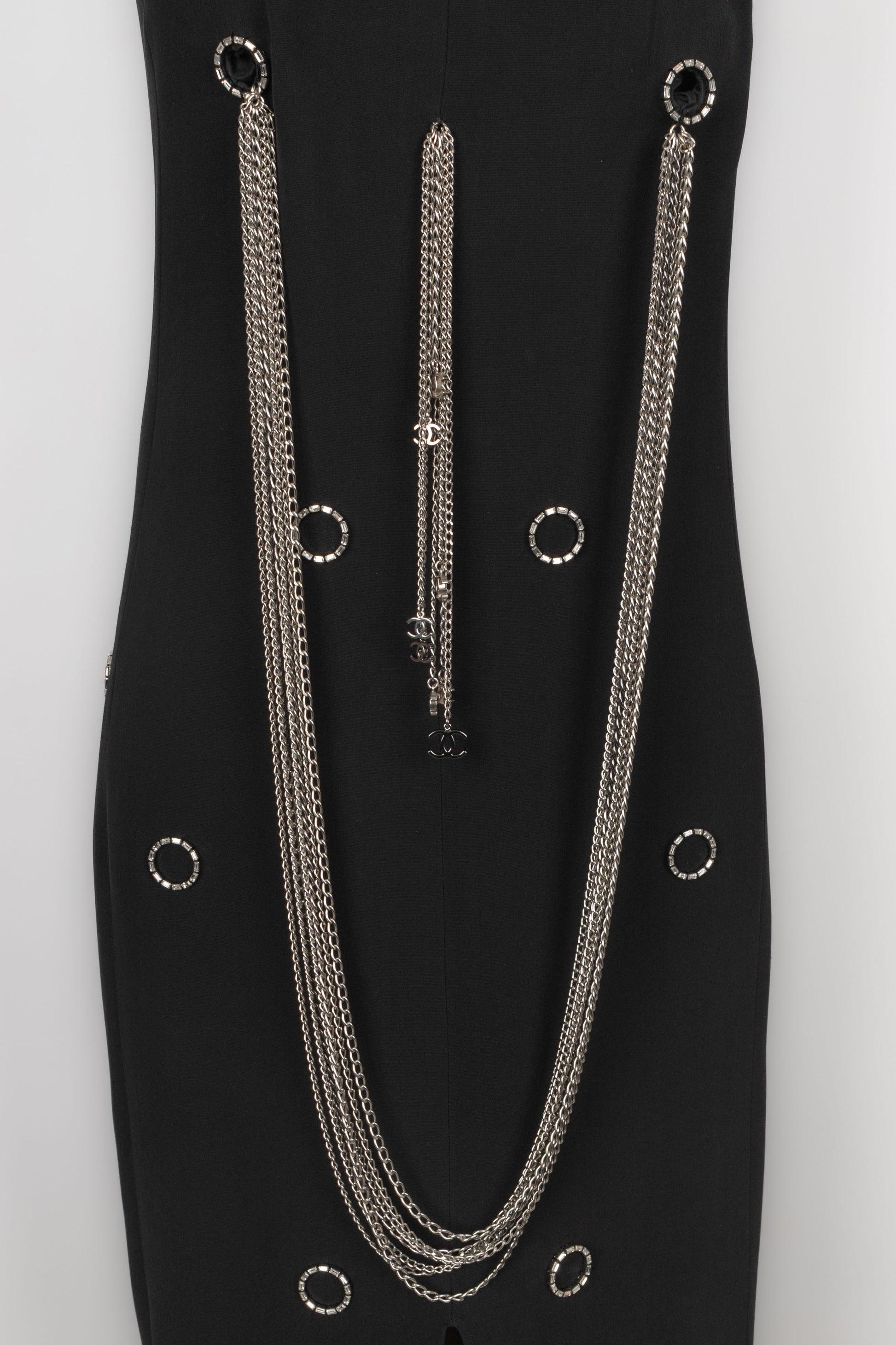 Chanel Long Black Silk Dress, 2008 For Sale 3