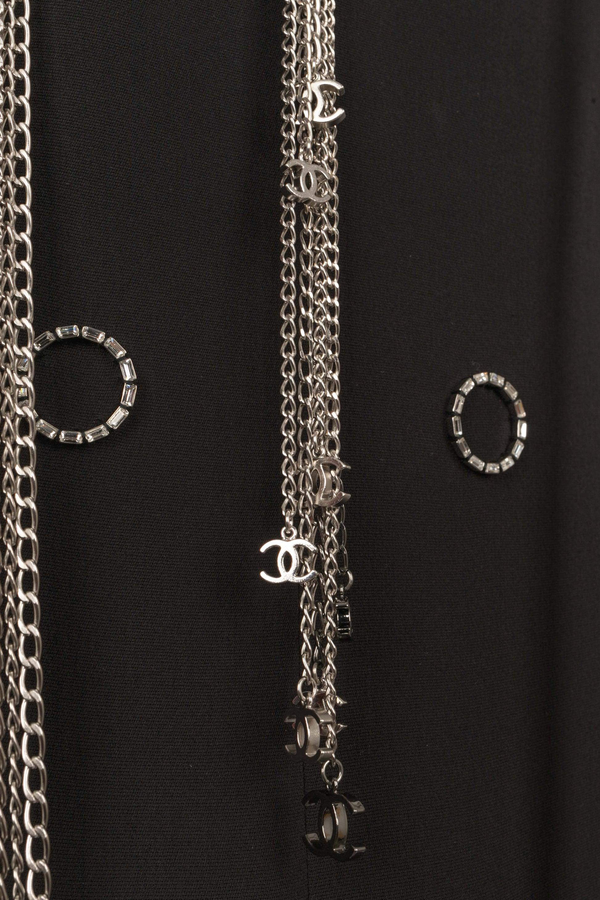 Chanel Long Black Silk Dress, 2008 For Sale 5