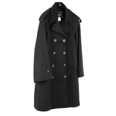Chanel Long Black Trench Coat 42 FR
