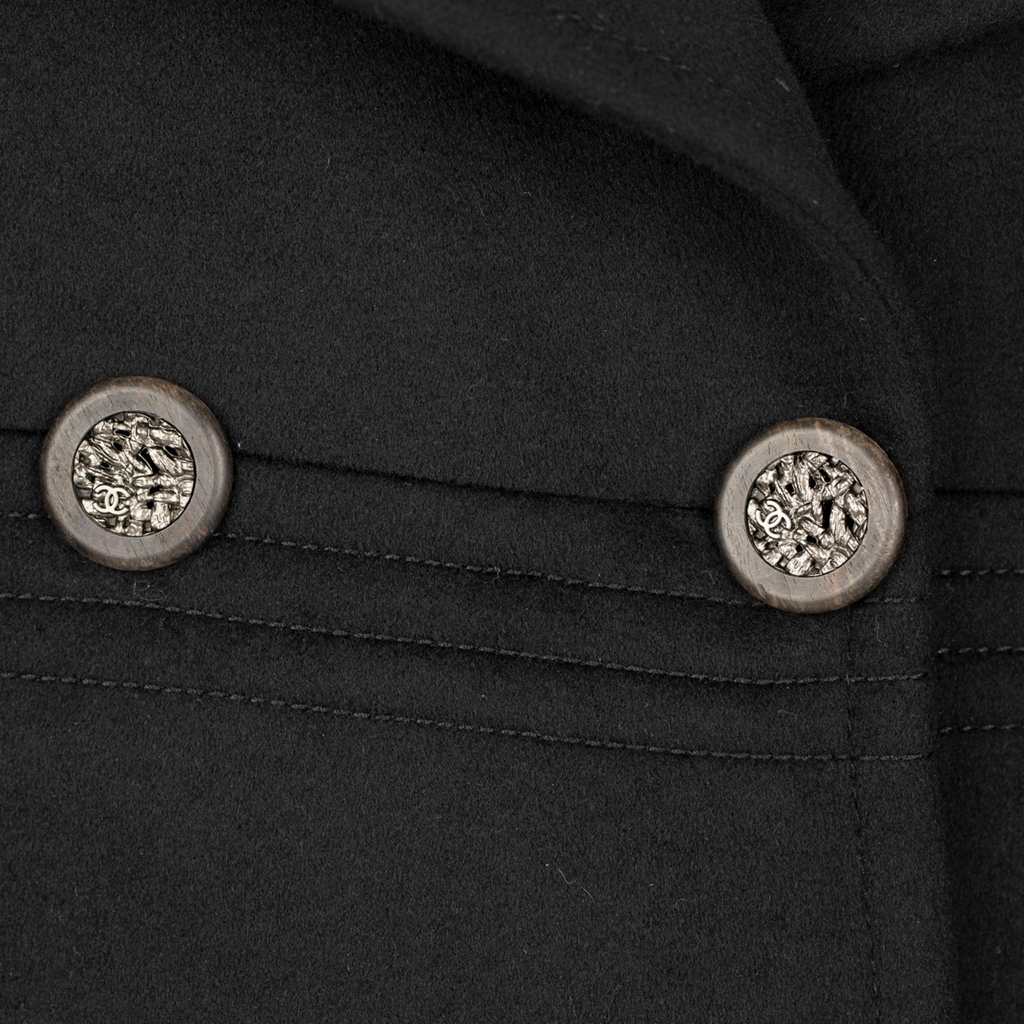 Chanel Long Black Trench Coat 42 FR For Sale 1