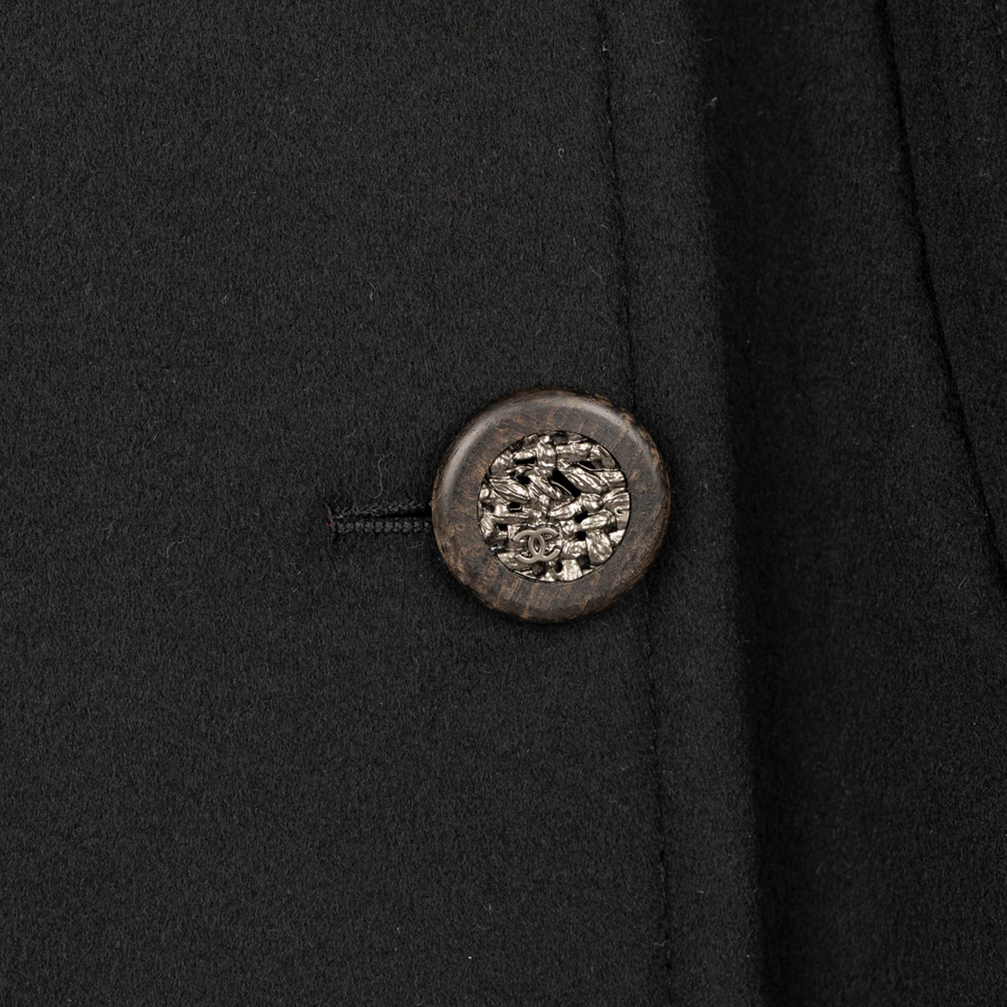 Chanel Long Black Trench Coat 42 FR For Sale 2