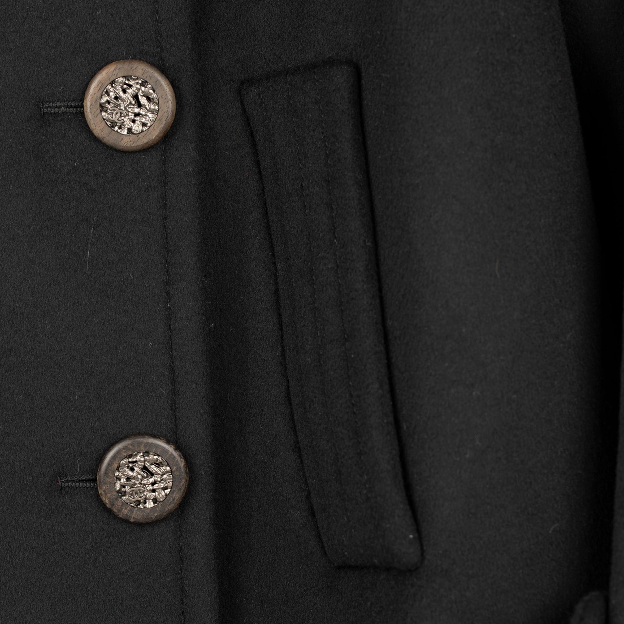 Chanel Long Black Trench Coat 42 FR For Sale 3