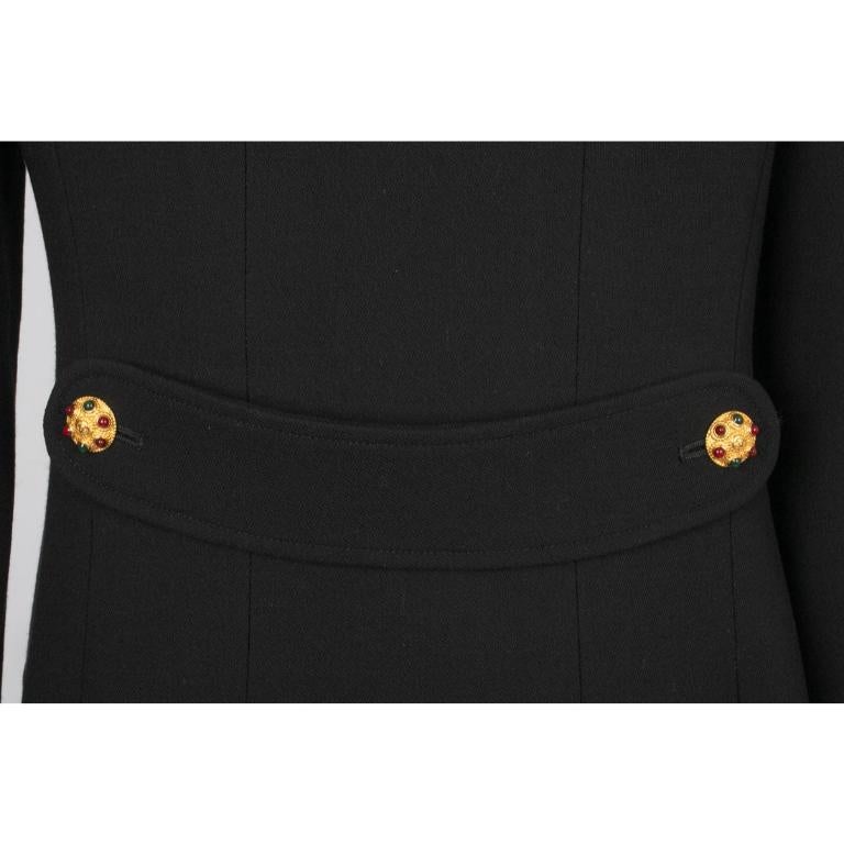 Chanel Long Black Wool Coat, 1990s 6