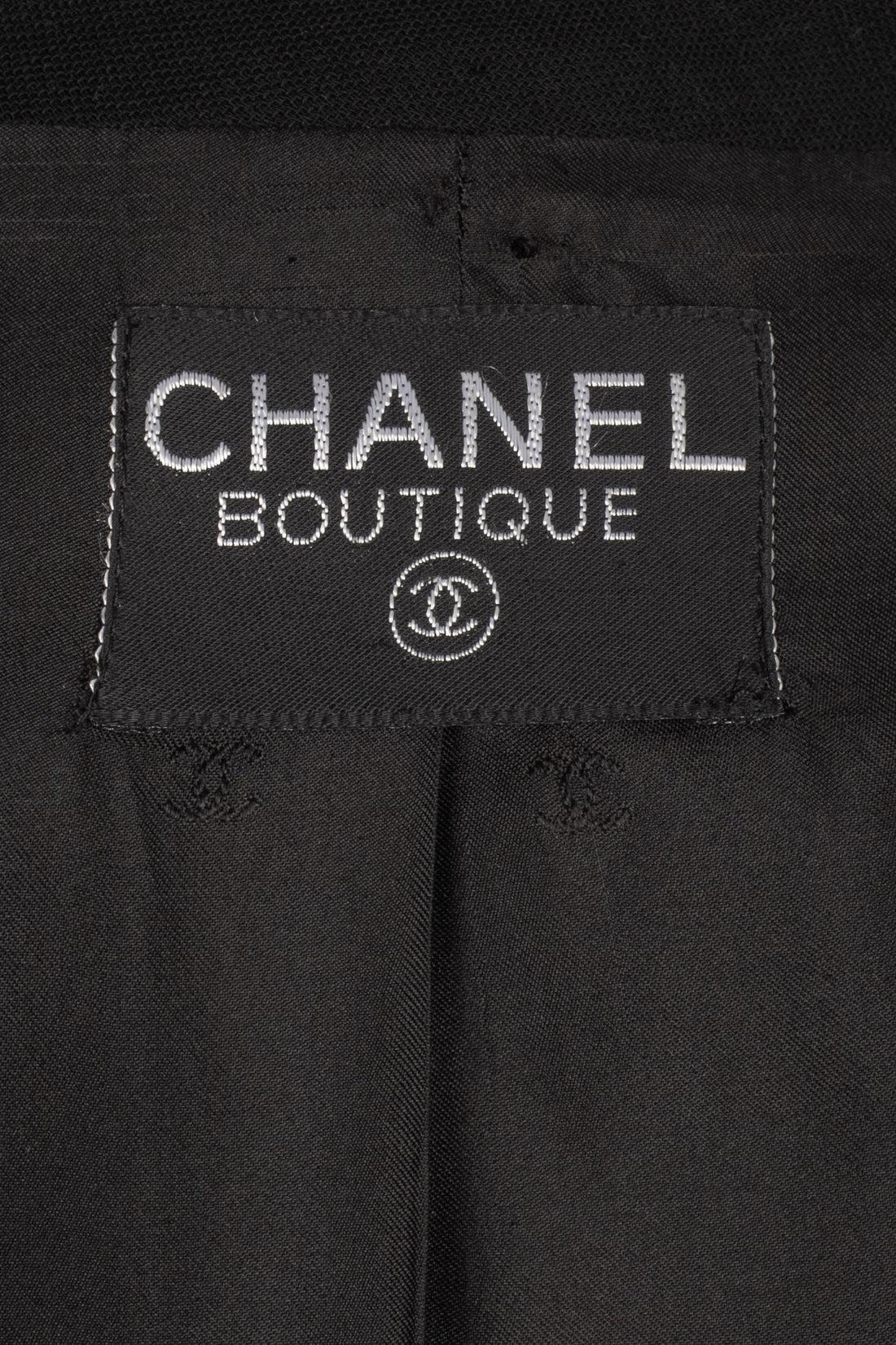 Chanel Long Black Wool Coat, 1990s 8