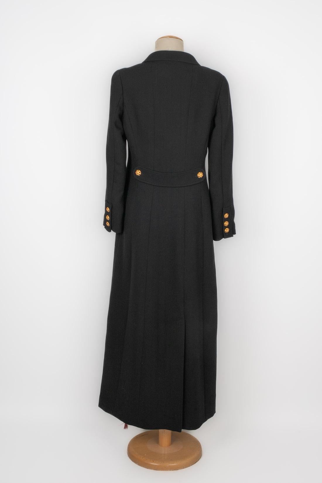 Chanel Long Black Wool Coat, 1990s In Excellent Condition In SAINT-OUEN-SUR-SEINE, FR