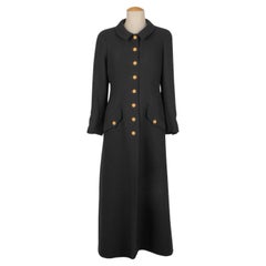 Chanel Long Black Wool Coat, 1990s