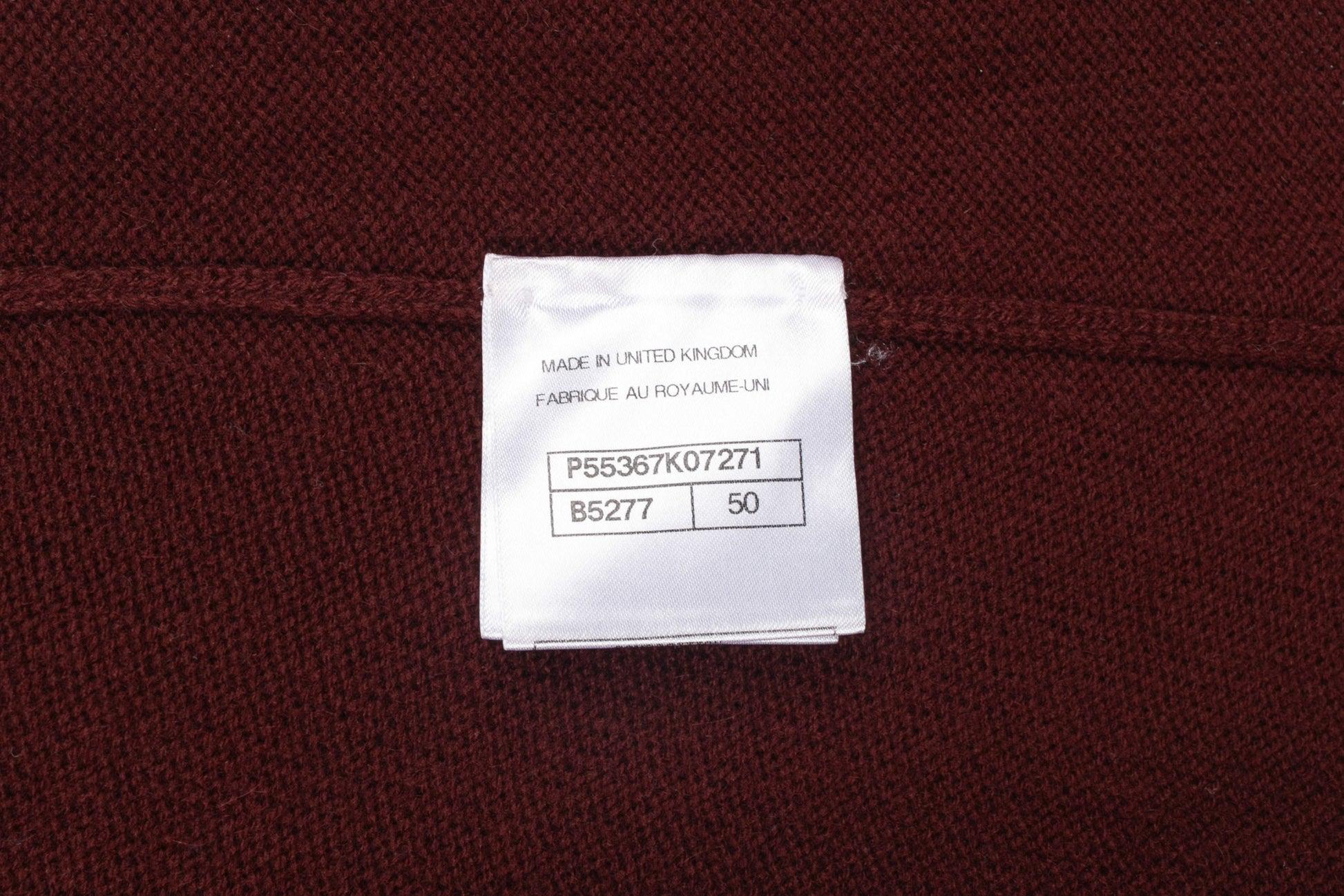 Chanel Cardigan long bordeaux en cachemire en vente 4