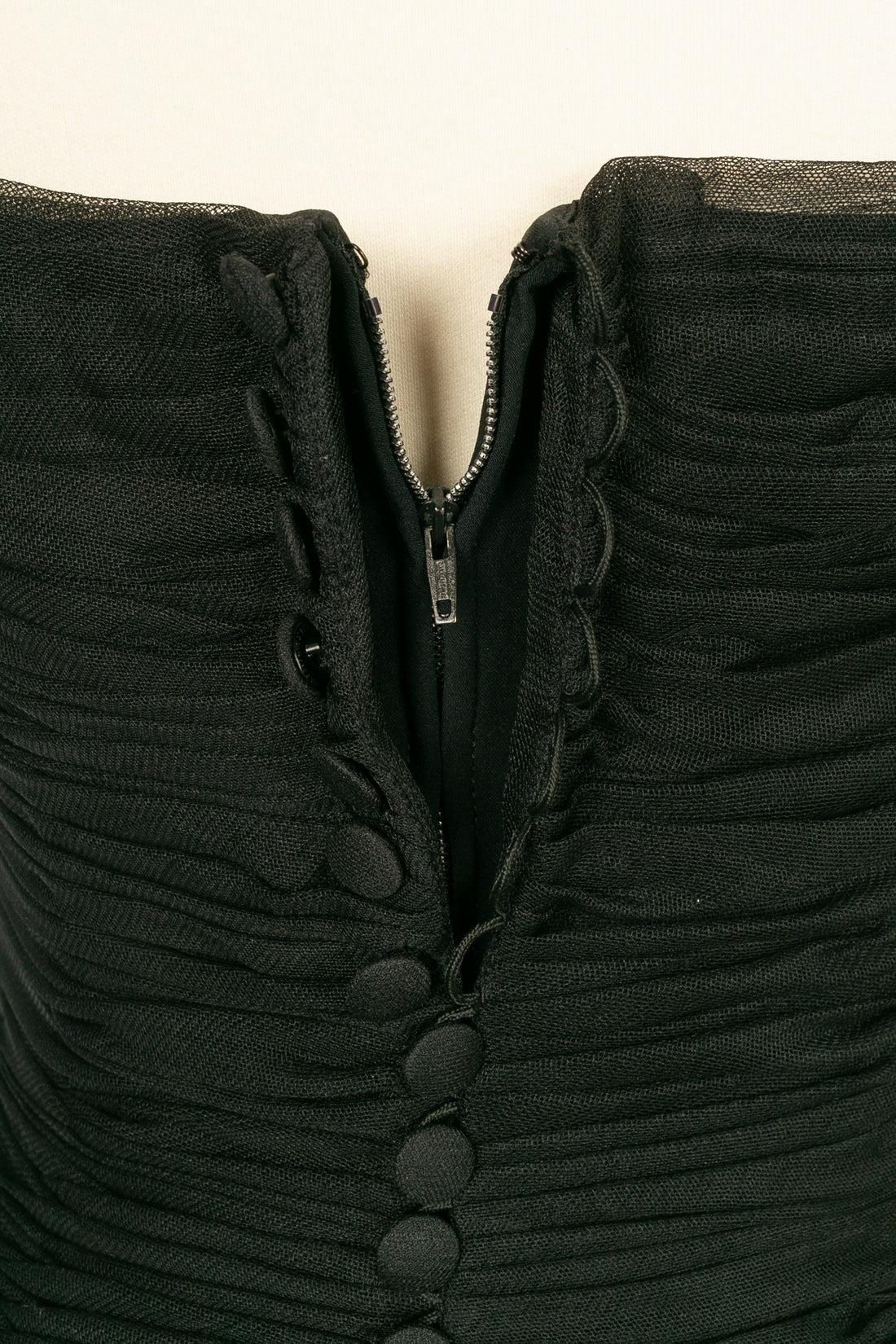 Chanel - Robe longue à bustier en tissu noir doublé de soie en vente 2