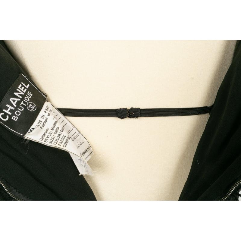 Chanel - Robe longue à bustier en tissu noir doublé de soie en vente 3