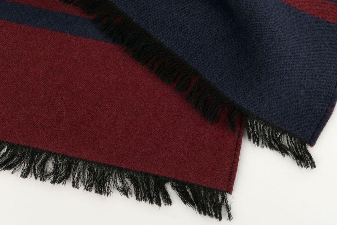Chanel Long Cashmere Scarf in Burgundy and Blue 3