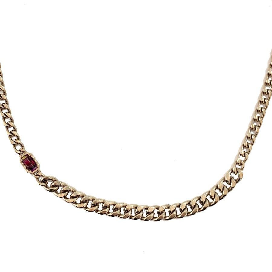 Women's Chanel Long CC Logo Necklace Gold Tone and Pink Rhinestone For Sale