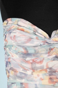 Chanel long cocktail  bustier dress in pastel chiffon