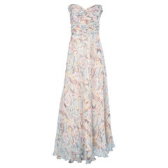 Retro Chanel long cocktail  bustier dress in pastel chiffon