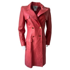 Veste longue en cuir corail Chanel 2001